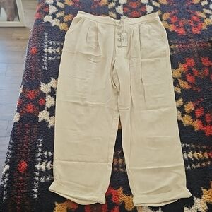 Beige Button-Up Pants